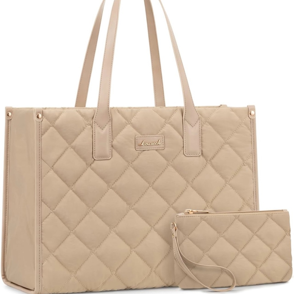 Laptop Puffer Tote Bag for Women, Lightweight Puffy Work Tote Bags fits 17 inch